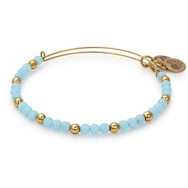 Alex And Ani Bluebell Beaded Bangle, Rafaelian Gold Finish