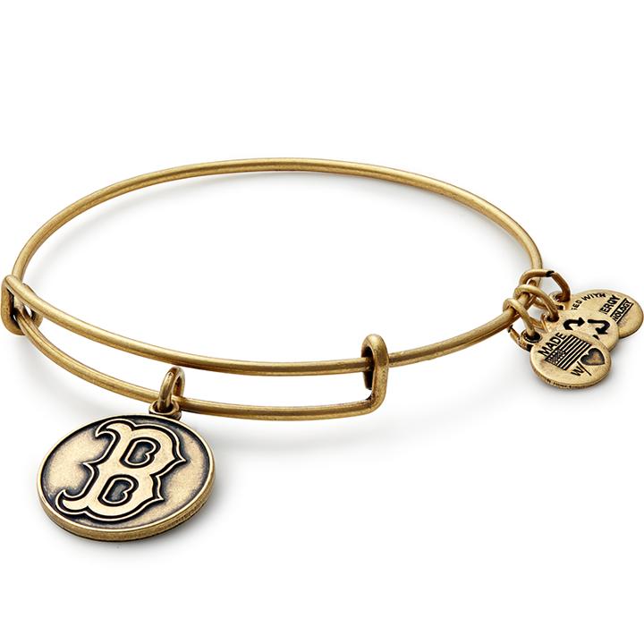 Alex And Ani Boston Red Sox  Cap Logo Charm Bangle, Rafaelian Gold Finish