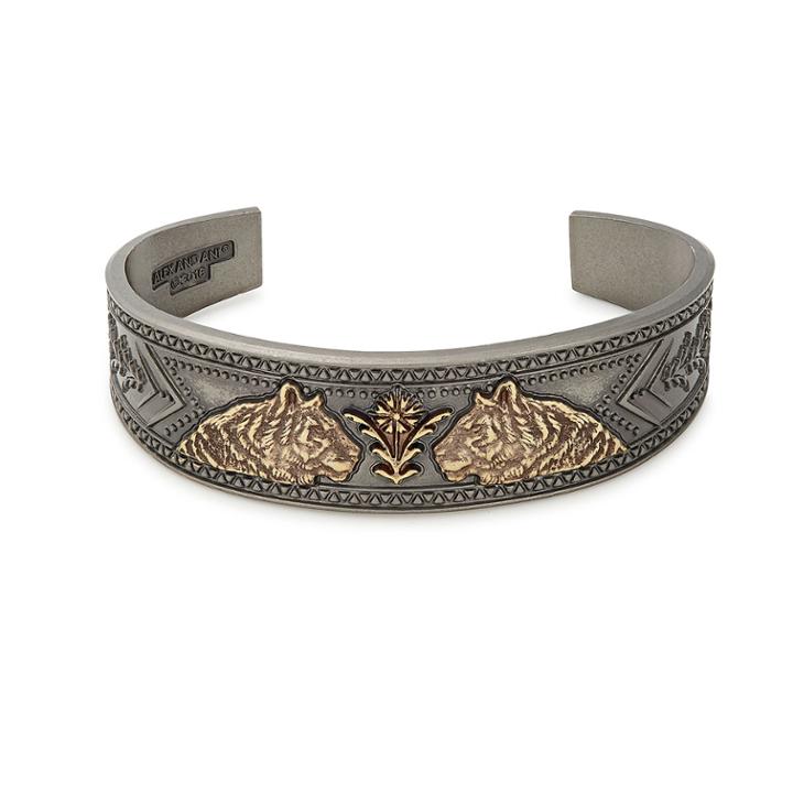Alex And Ani Tiger Two Tone Cuff, Midnight Silver