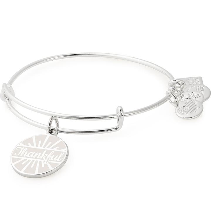 Alex And Ani Today Is A Gift Charm Bangle Team Red, White, And Blue, Shiny Silver Finish