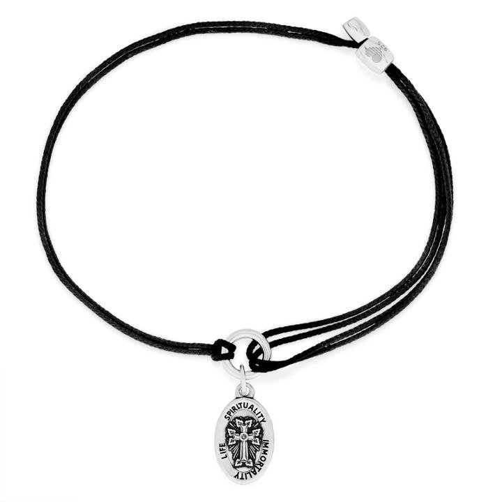Alex And Ani Armenian Cross Pull Cord Bracelet, Rafaelian Silver Finish