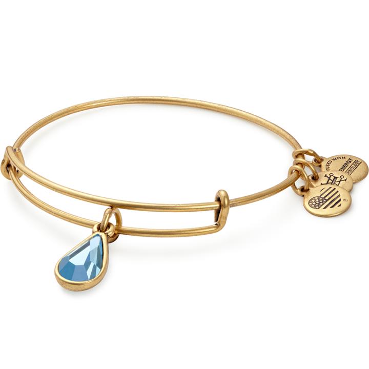 Alex And Ani March Birth Month Charm Bangle With Swarovski® Crystal, Rafaelian Gold Finish