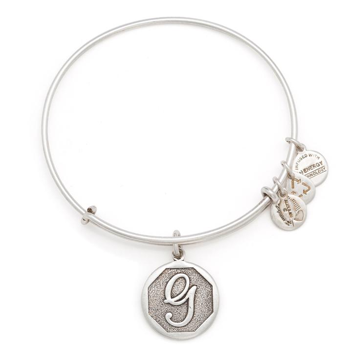 Alex And Ani Initial G Charm Bangle, Rafaelian Silver Finish