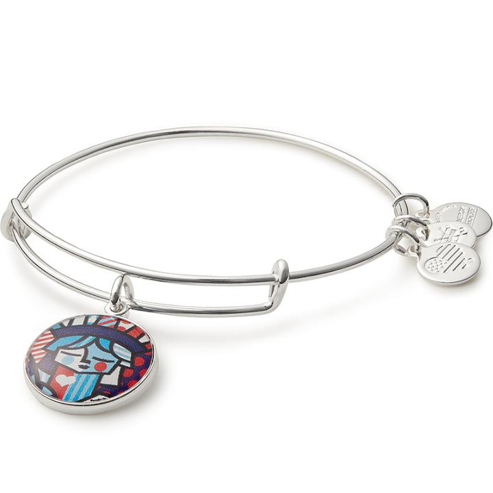 Alex And Ani Freedom Art Infusion Charm Bangle Romero Britto, Shiny Silver Finish