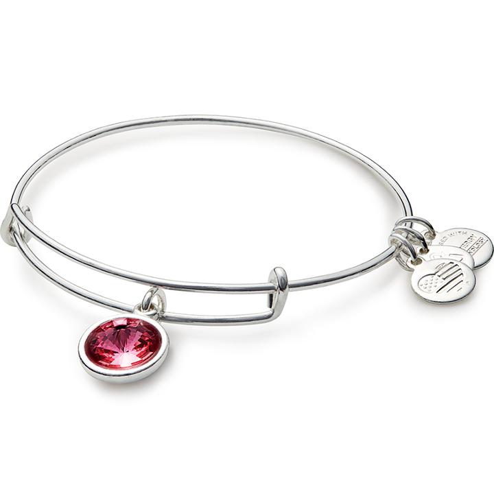 Alex And Ani October Birth Month Charm Bangle With Swarovski  Crystal, Shiny Silver Finish
