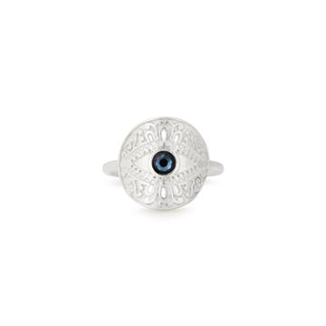 Alex And Ani Evil Eye Adjustable Statement Ring, Sterling Silver