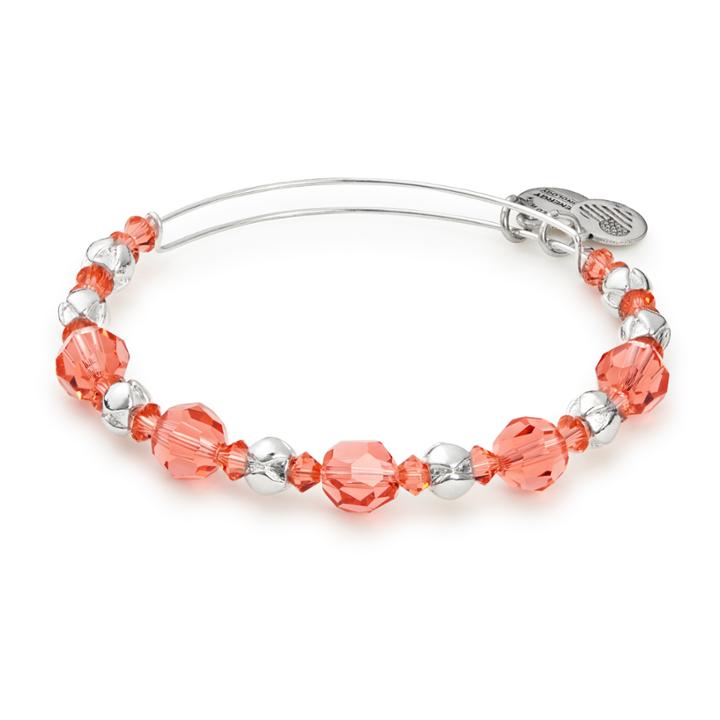 Alex And Ani Petal Beaded Bangle With Swarovski® Crystals, Shiny Silver Finish