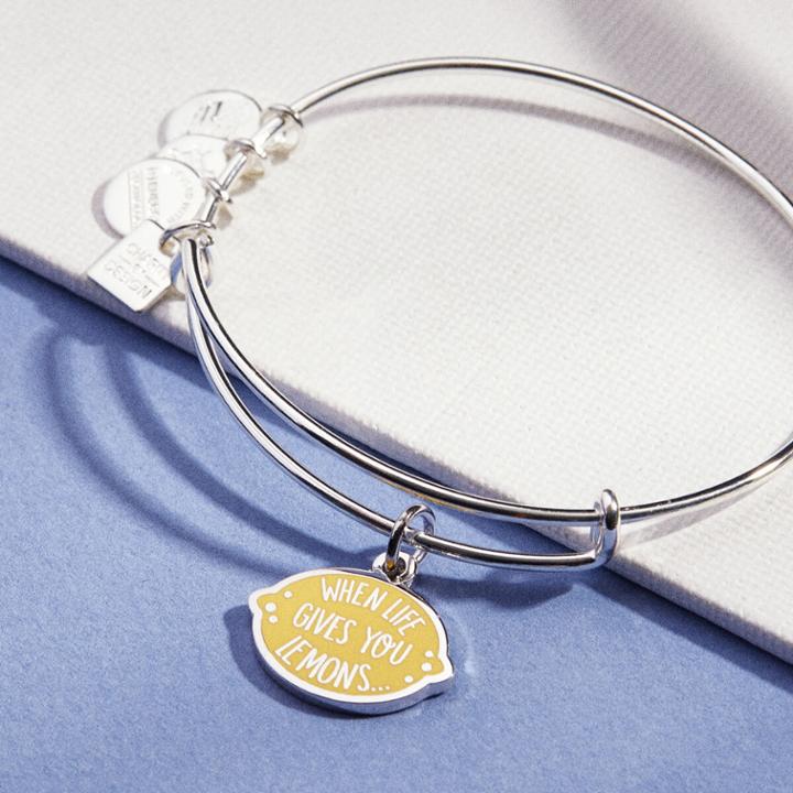 Alex And Ani When Life Gives You Lemons Charm Bangle Alex's Lemonade Stand Foundation, Shiny Silver Finish
