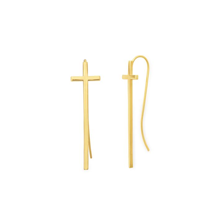 Alex And Ani Cross Earrings, 14kt Gold Plated
