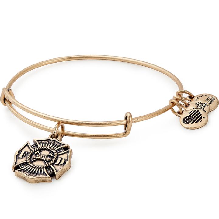 Alex And Ani Firefighter Charm Bangle, Rafaelian Gold Finish