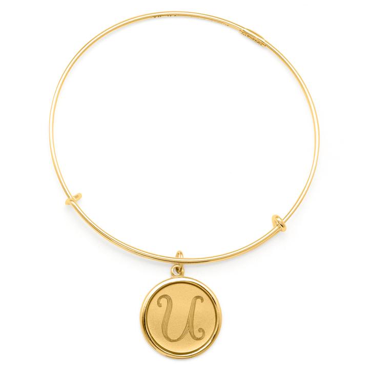 Alex And Ani Precious Initial U Charm Bangle, 14kt Gold Filled
