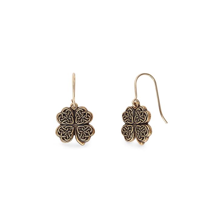 Alex And Ani Four Leaf Clover Hook Earrings, Rafaelian Gold Finish