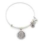 Alex And Ani Initial T Charm Bangle, Rafaelian Silver Finish