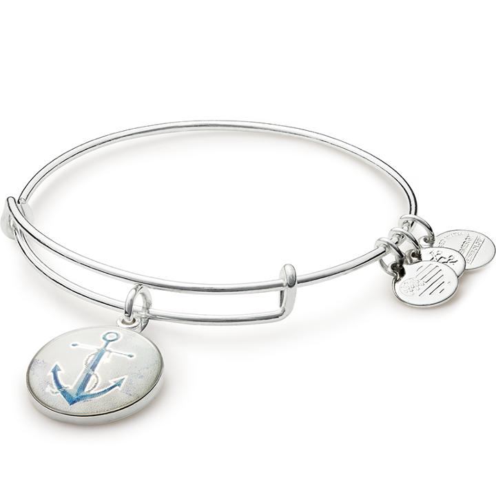 Alex And Ani Anchor Art Infusion Charm Bangle, Shiny Silver Finish