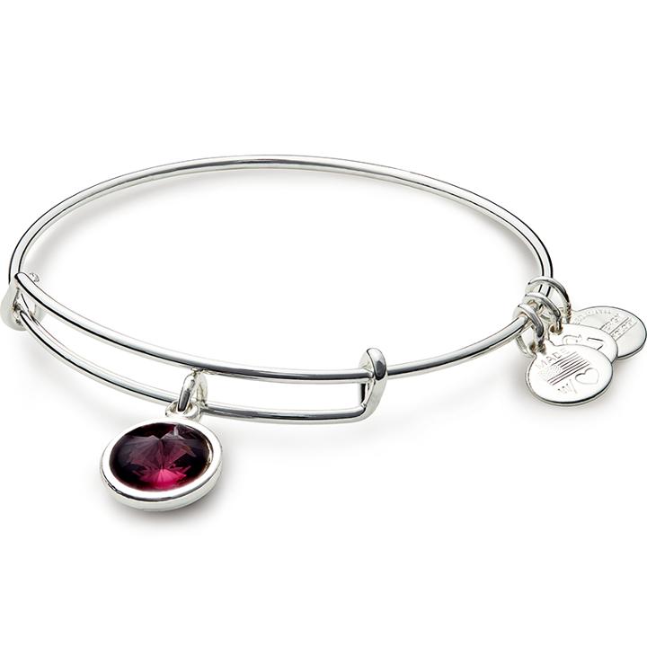 Alex And Ani February Birth Month Charm Bangle With Swarovski  Crystal, Shiny Silver Finish