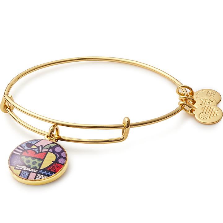 Alex And Ani Ny State Art Infusion Charm Bangle Romero Britto, Shiny Gold Finish