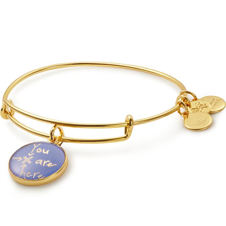 Alex And Ani You Are Here Charm Bangle, Shiny Gold Finish