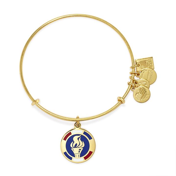 Alex And Ani Team Usa Flame Charm Bangle, Shiny Gold Finish
