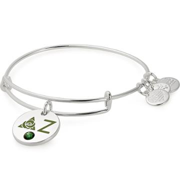Alex And Ani Delta Zeta Color Infusion Charm Bangle, Shiny Silver Finish