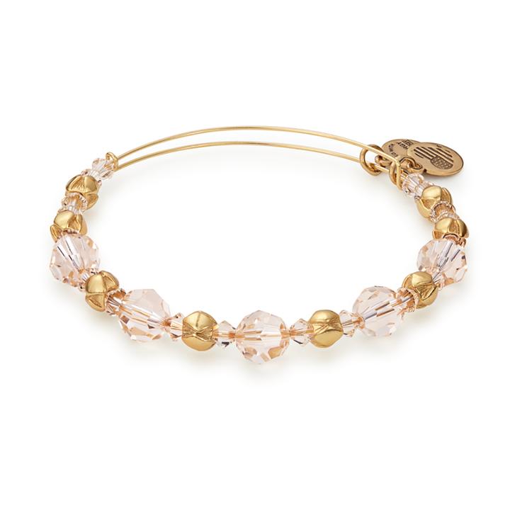 Alex And Ani Blush Beaded Bangle With Swarovski® Crystals, Shiny Gold Finish