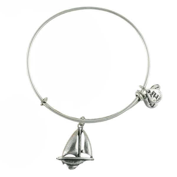 Alex And Ani Sailboat Charm Bangle, Rafaelian Silver Finish