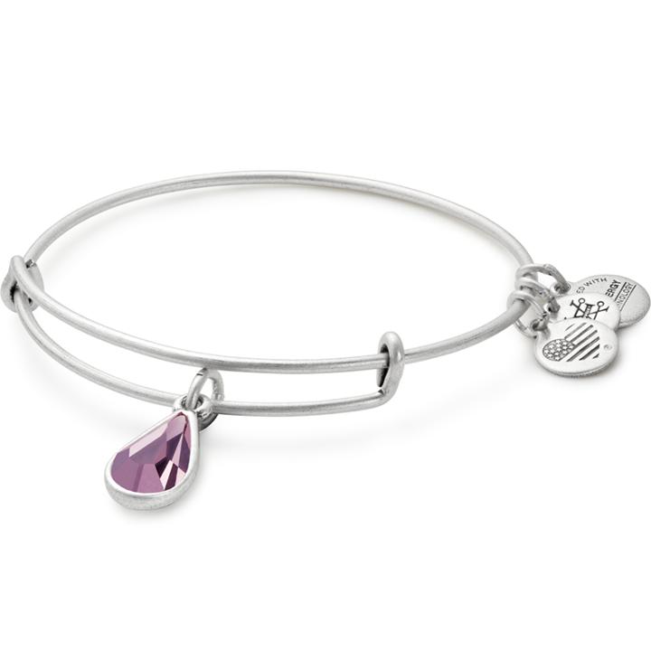 Alex And Ani June Birth Month Charm Bangle With Swarovski® Crystal, Rafaelian Silver Finish
