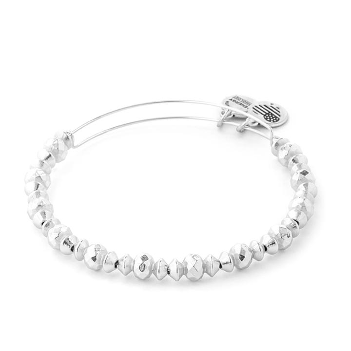 Alex And Ani Canyon Beaded Bangle, Shiny Silver Finish