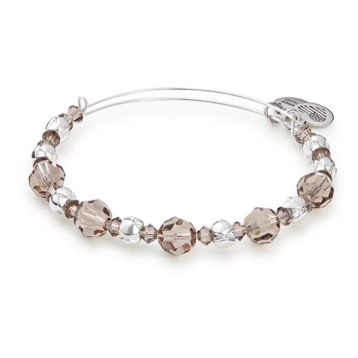 Alex And Ani Moon Beaded Bangle With Swarovski® Crystals, Shiny Silver Finish