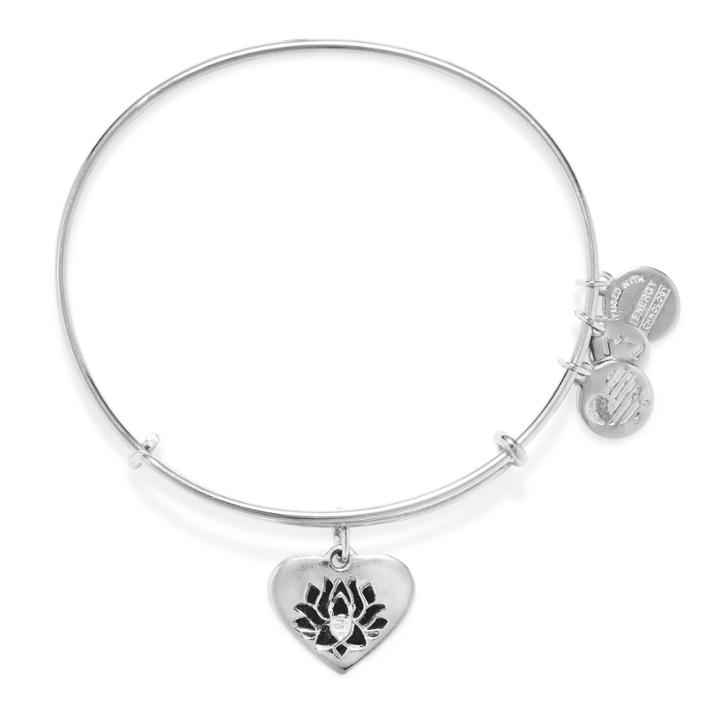 Alex And Ani Lotus Peace Petals Heart Charm Bangle