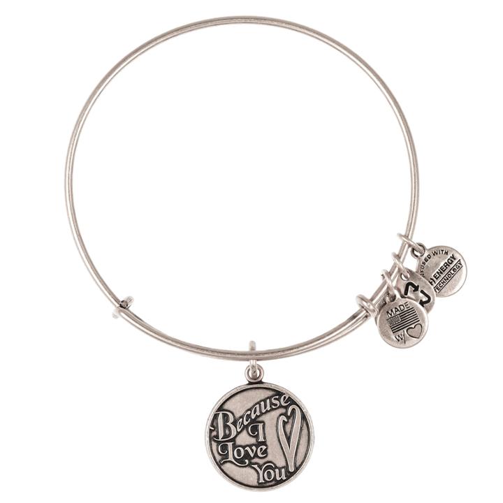 Alex And Ani Because I Love You Charm Bangle, Rafaelian Silver Finish