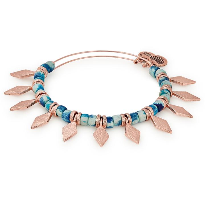 Alex And Ani Ocean Spearhead Beaded Bangle, Shiny Rose Gold Finish