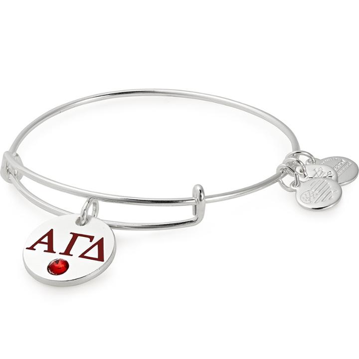 Alex And Ani Alpha Gamma Delta Color Infusion Charm Bangle, Shiny Silver Finish