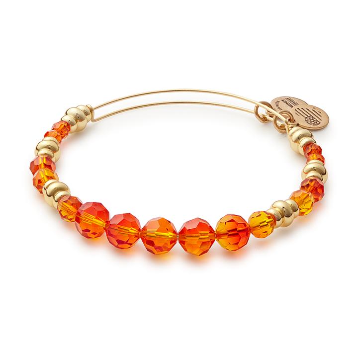 Alex And Ani Fire Beaded Bangle With Swarovski® Crystals, Shiny Gold Finish