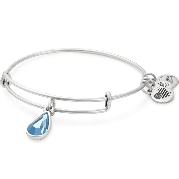 Alex And Ani March Birth Month Charm Bangle With Swarovski® Crystal, Rafaelian Silver Finish