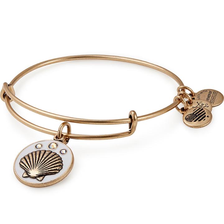 Alex And Ani Shell Color Infusion Charm Bangle, Rafaelian Gold Finish