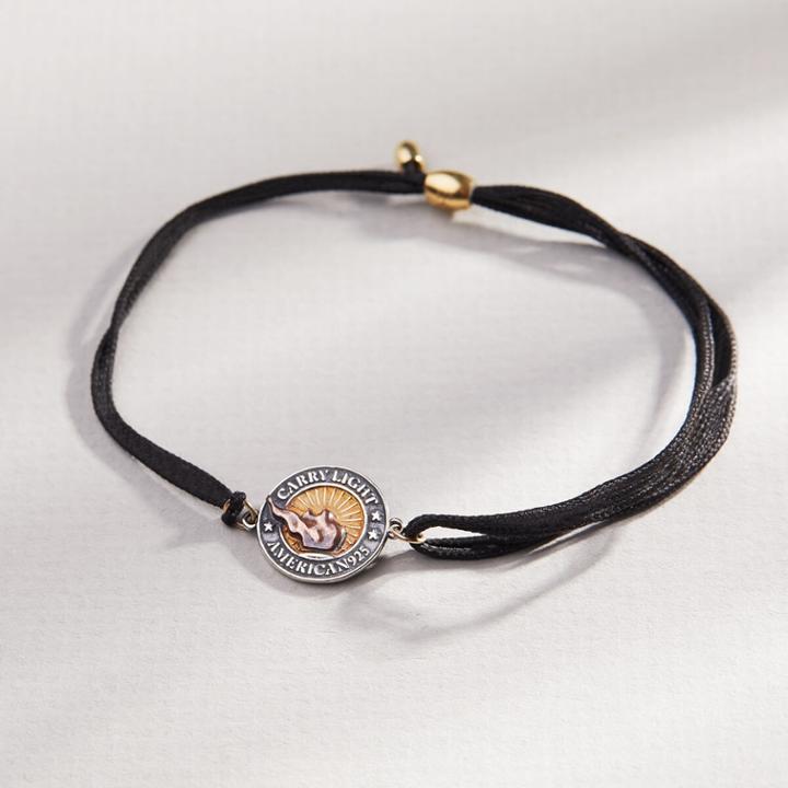 Alex And Ani Liberty Copper Carry Light  14kt Gold Center Pull Cord Bracelet, 14kt Gold Plated Sterling Silver