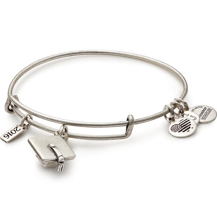 Alex And Ani 2016 Graduation Cap Charm Bangle, Rafaelian Silver Finish