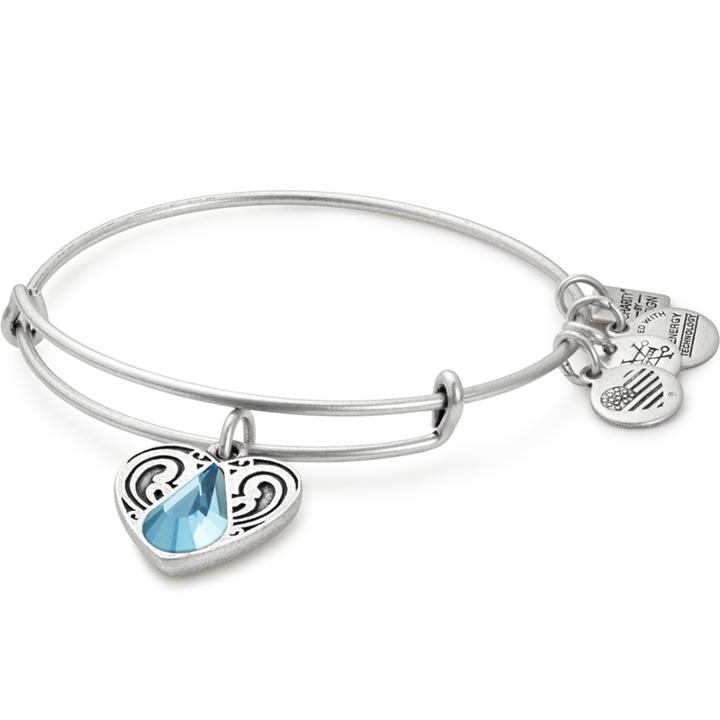 Alex And Ani Living Water Charm Bangle Living Water International, Rafaelian Silver Finish