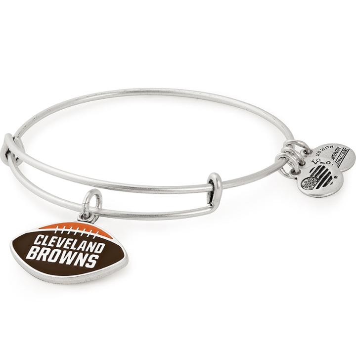 Alex And Ani Cleveland Browns Football Color Infusion Charm Bangle, Rafaelian Silver Finish