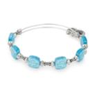 Alex And Ani Ocean Square Halo Beaded Bangle, Rafaelian Silver Finish