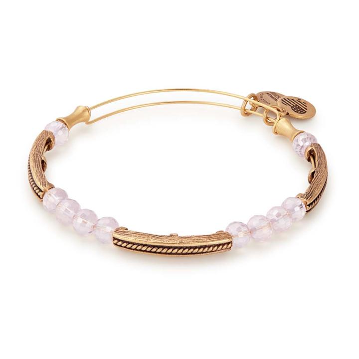 Alex And Ani Aubergine Glacial Beaded Bangle, Rafaelian Gold Finish