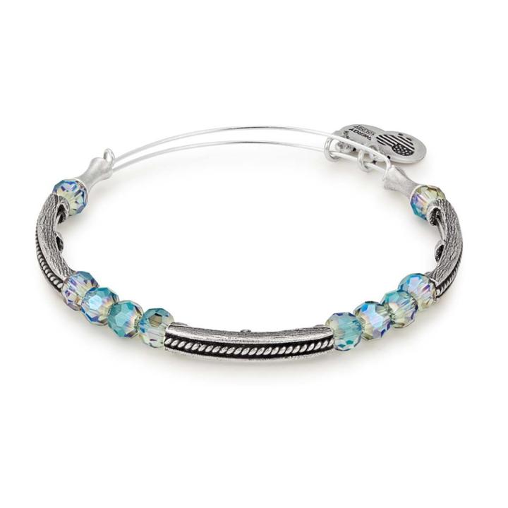Alex And Ani Twilight Glacial Beaded Bangle, Rafaelian Silver Finish