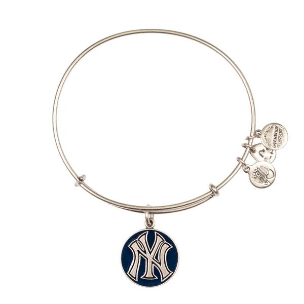 Alex And Ani Navy New York Yankees  Cap Logo Charm Bangle, Rafaelian Silver Finish