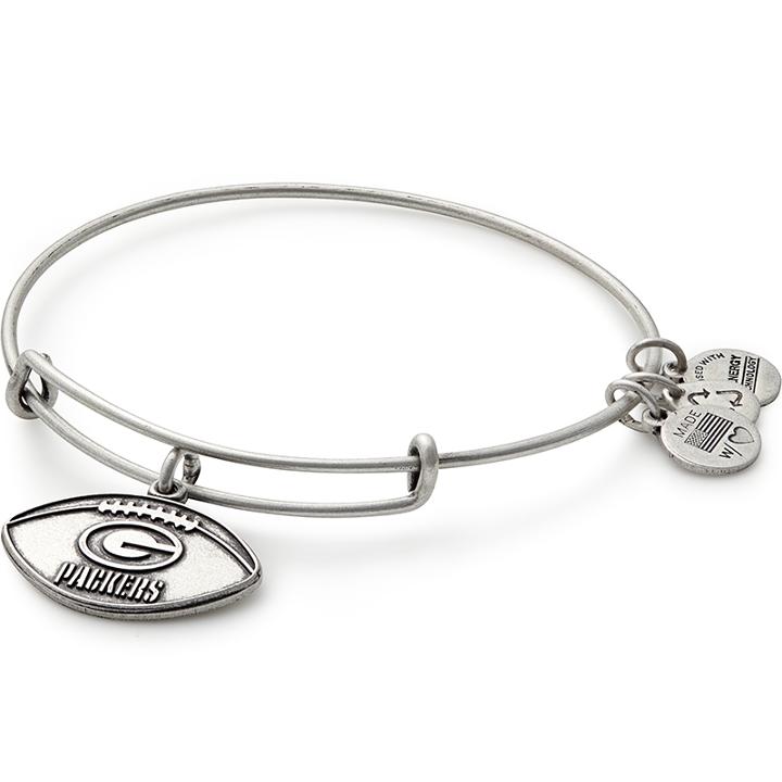 Alex And Ani Green Bay Packers Football Charm Bangle, Rafaelian Silver Finish
