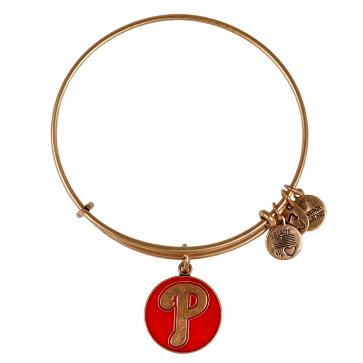 Alex And Ani Red Philadelphia Phillies  Cap Logo Charm Bangle, Rafaelian Gold Finish
