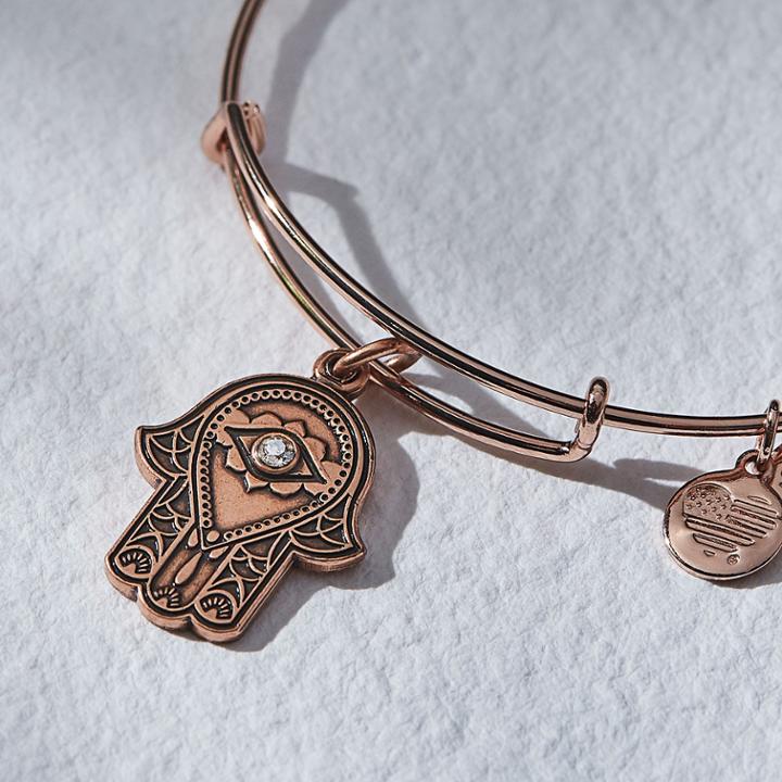 Alex And Ani Hand Of Fatima Charm Bangle, Rafaelian Rose Gold Finish