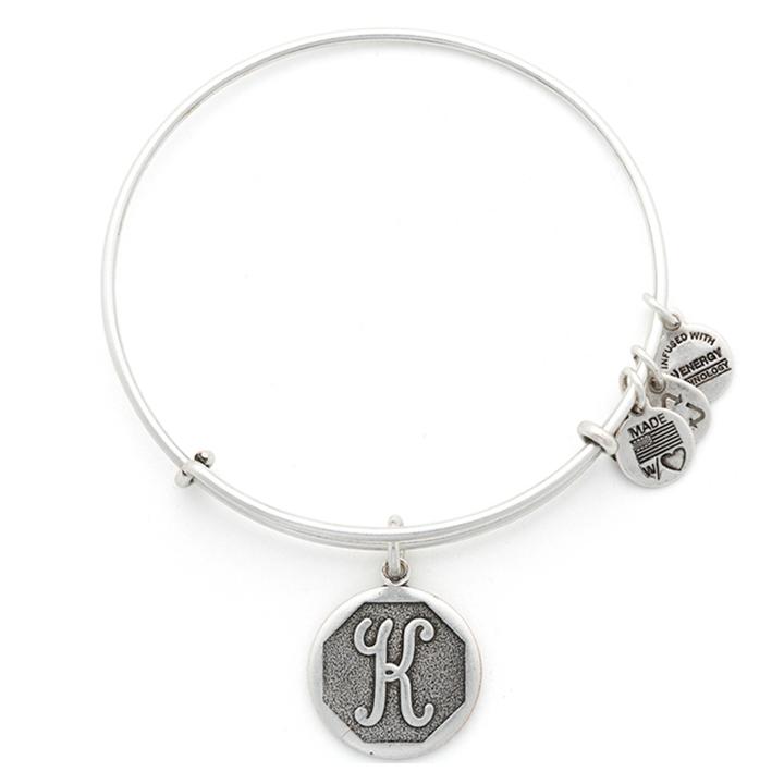 Alex And Ani Initial K Charm Bangle, Rafaelian Silver Finish