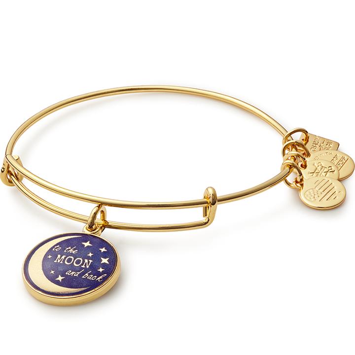 Alex And Ani Stellar Love Charm Bangle Edesia, Shiny Gold Finish