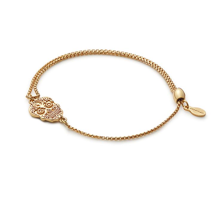 Alex And Ani Calavera Pull Chain Bracelet, 14kt Gold Plated Sterling Silver