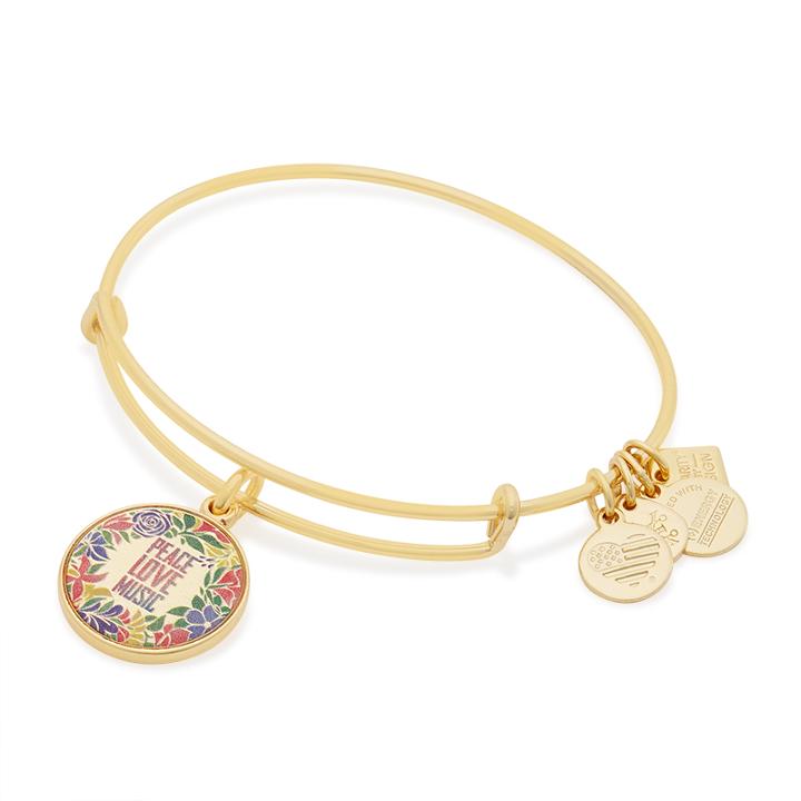 Alex And Ani Peace Love Music Charm Bangle | Vh1 Save The Music Foundation, Shiny Gold Finish